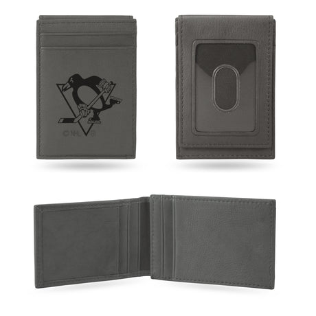 NHL Pittsburgh Penguins Laser Engraved Front Pocket Wallet Fan Gear NHL Pittsburgh Penguins