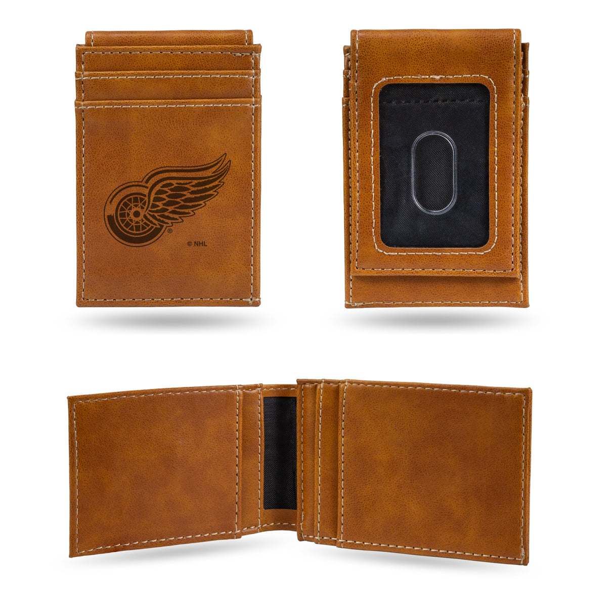 NHL Detroit Red Wings Laser Engraved Front Pocket Wallet Fan Gear NHL Detroit Red Wings