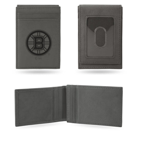 NHL Boston Bruins Laser Engraved Front Pocket Wallet Fan Gear NHL Boston Bruins