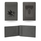 NHL San Jose Sharks Laser Engraved Front Pocket Wallet Fan Gear NHL San Jose Sharks