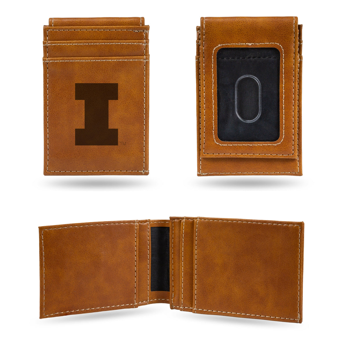 NCAA Illinois Fighting Illini Laser Engraved Front Pocket Wallet Fan Gear NCAA Illinois Fighting Illini