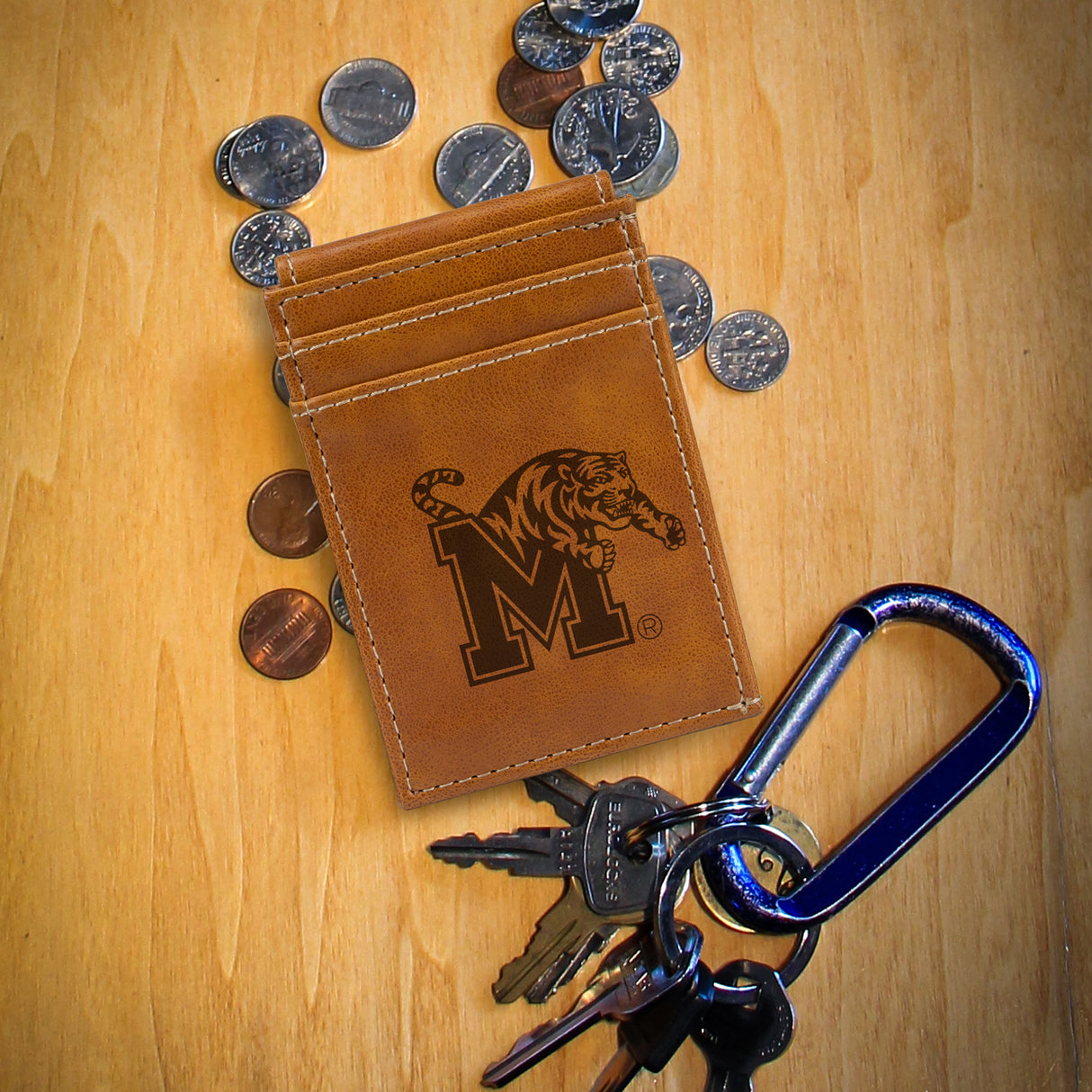 NCAA Memphis Tigers Laser Engraved Front Pocket Wallet Fan Gear NCAA Memphis Tigers
