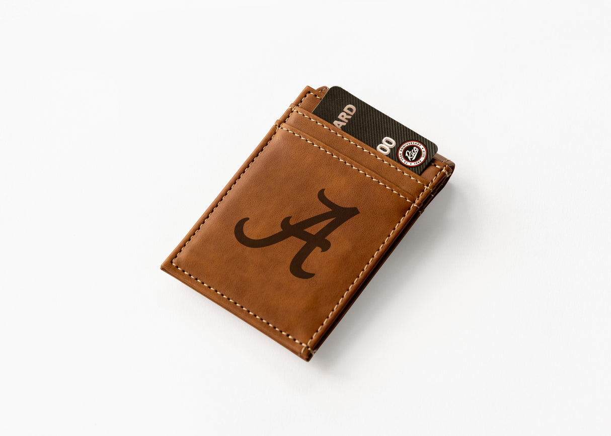 NCAA Alabama Crimson Tide Laser Engraved Front Pocket Wallet Fan Gear NCAA Alabama Crimson Tide
