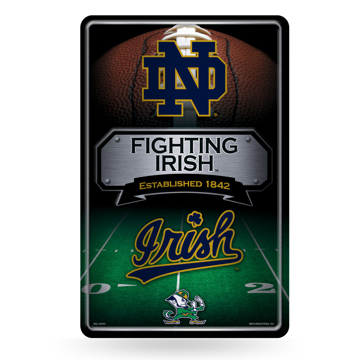 NCAA Notre Dame Fighting Irish - ND Large Metal Sign Fan Gear NCAA Notre Dame Fighting Irish