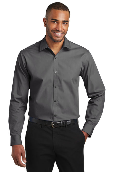 Port Authority Men's    Slim Fit Carefree Poplin Shirt-1