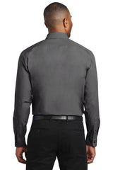 Port Authority Men's    Slim Fit Carefree Poplin Shirt-2