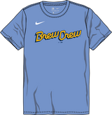 Nike Milwaukee Brewers Youth Institutional Short Sleeve Crew Neck Tee Fan Gear MLB Milwaukee Brewers