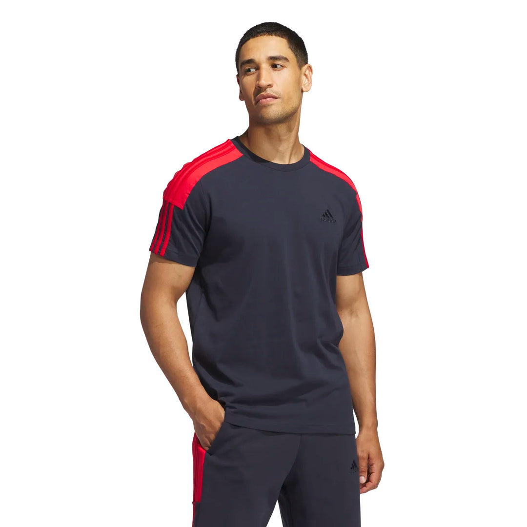 Adidas Men s Essentials 3 Stripes Color Block T Shirt