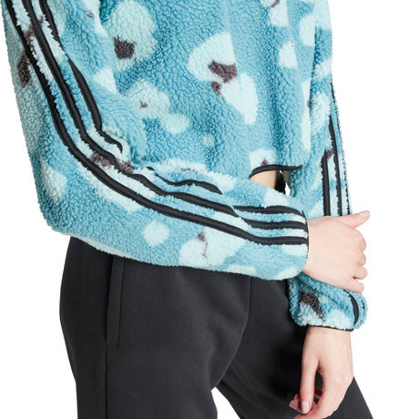 adidas Women's Essentials 3-Stripes Cropped 1/4 Zip Womens Apparel Sweatshirts & Fleece