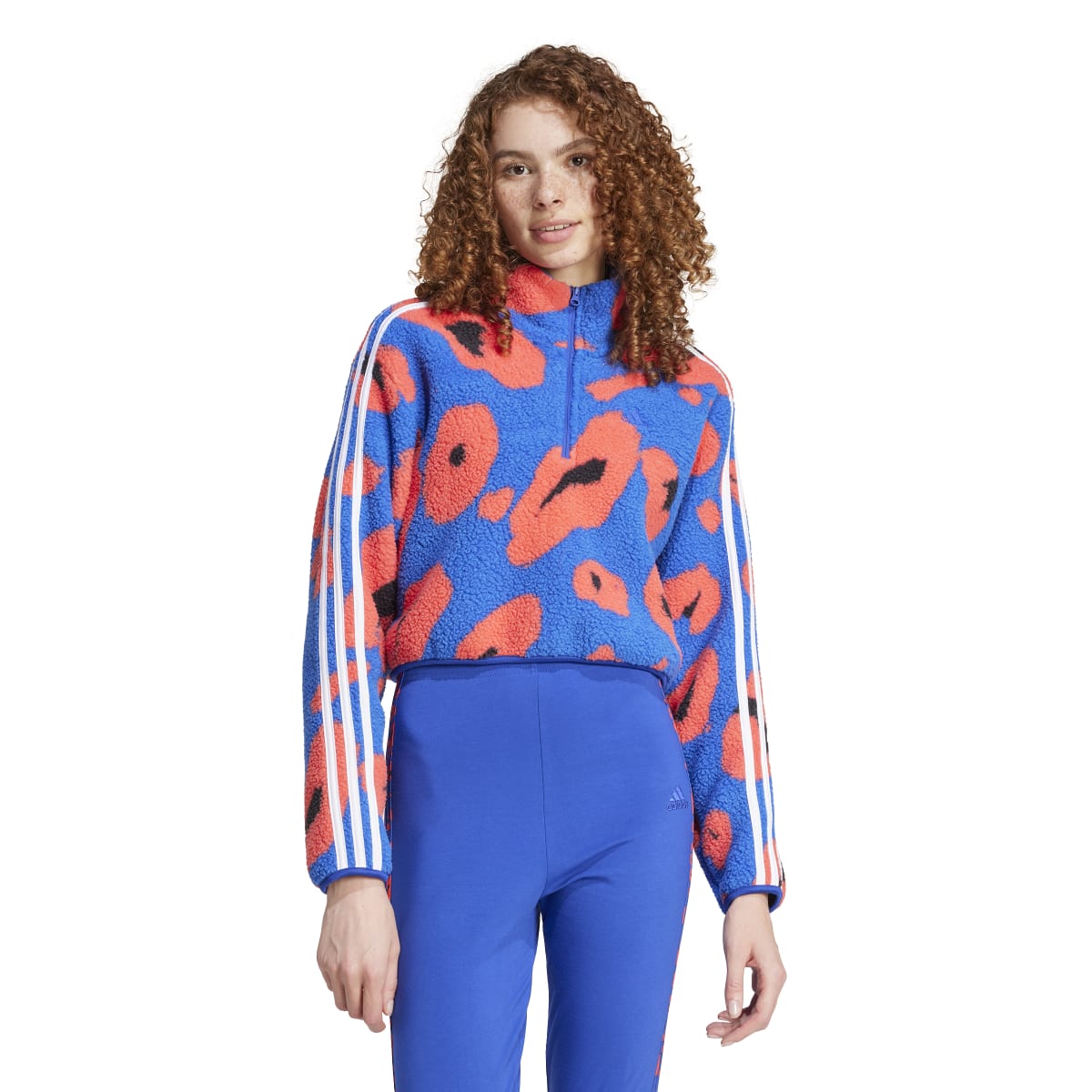 adidas Women's Essentials 3-Stripes Cropped 1/4 Zip Womens Apparel Sweatshirts & Fleece