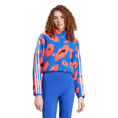 adidas Women's Essentials 3-Stripes Cropped 1/4 Zip Womens Apparel Sweatshirts & Fleece
