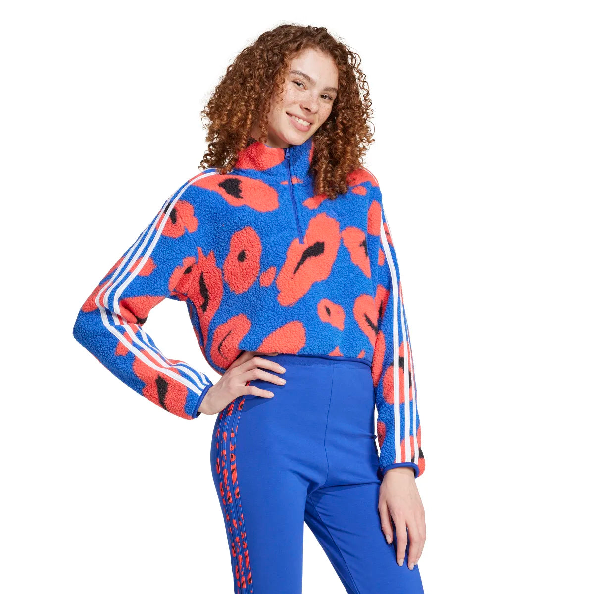 adidas Women's Essentials 3-Stripes Cropped 1/4 Zip Womens Apparel Sweatshirts & Fleece