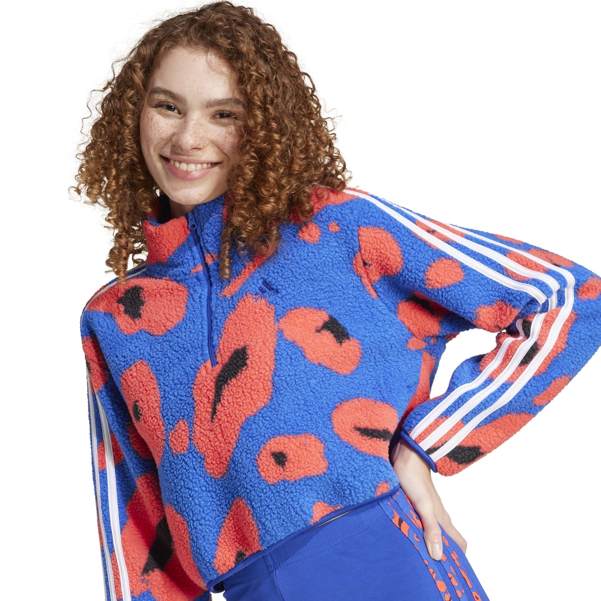 adidas Women's Essentials 3-Stripes Cropped 1/4 Zip Womens Apparel Sweatshirts & Fleece
