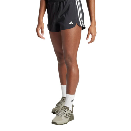 adidas Women's Pacer Training 3-Stripes High-Rise Shorts Womens Apparel Shorts