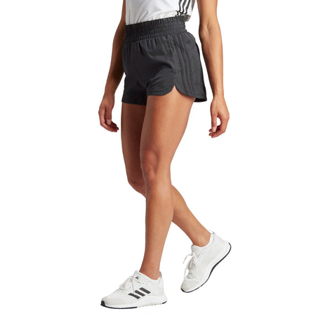 adidas Women's Pacer Training 3-Stripes Woven High Rise Shorts Womens Apparel Shorts