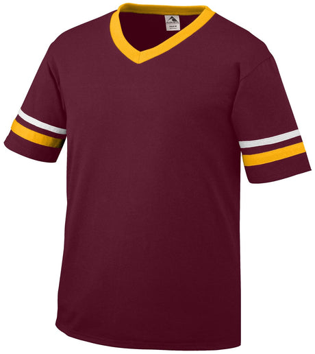 Augusta Sportswear V-Neck Jersey with Striped Sleeve Mens Apparel Shirts & Tops