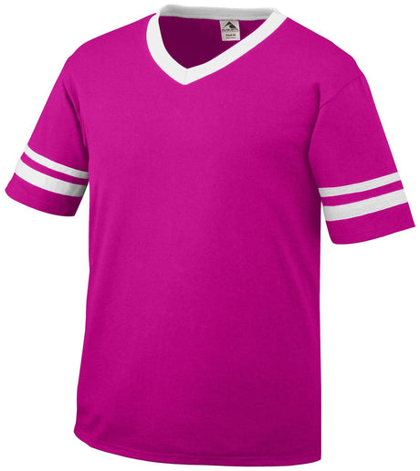 Augusta Sportswear V-Neck Jersey with Striped Sleeve Mens Apparel Shirts & Tops