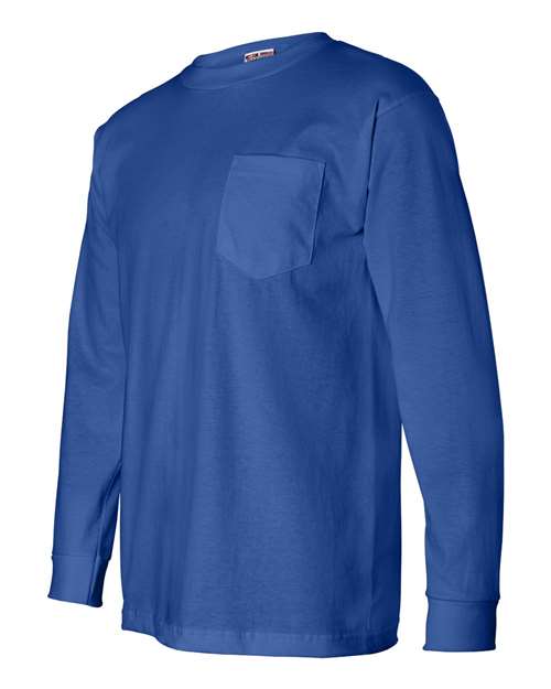 Bayside Men's USA-Made Long Sleeve T-Shirt with a Pocket