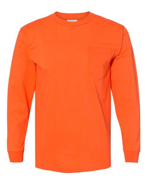 Bayside Men's USA-Made Long Sleeve T-Shirt with a Pocket