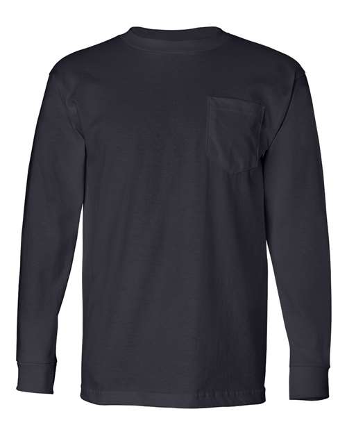 Bayside Men's USA-Made Long Sleeve T-Shirt with a Pocket