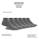 adidas Men's Athletic Cushioned Low Cut Socks 6-Pack Unisex Accessories Socks
