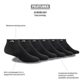 adidas Men's Athletic Cushioned Low Cut Socks 6-Pack Unisex Accessories Socks