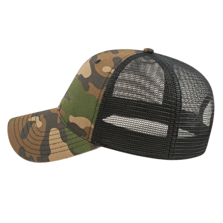Cap America i2008 Woodland Camo with Washed Mesh Back Cap Unisex Accessories Hats & Caps