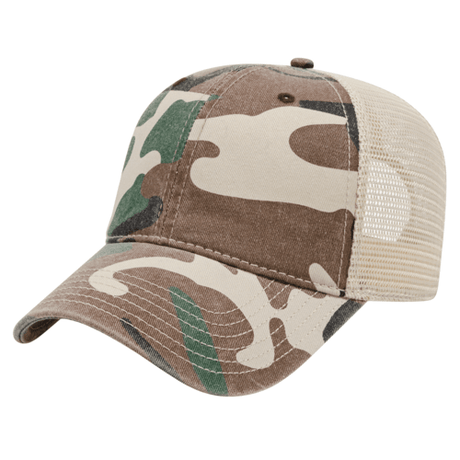 Cap America i2008 Woodland Camo with Washed Mesh Back Cap Unisex Accessories Hats & Caps