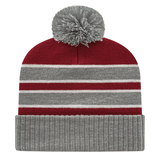 Cap America iK56 Double Stripe Knit Cap with Ribbed Cuff Unisex Accessories Hats & Caps
