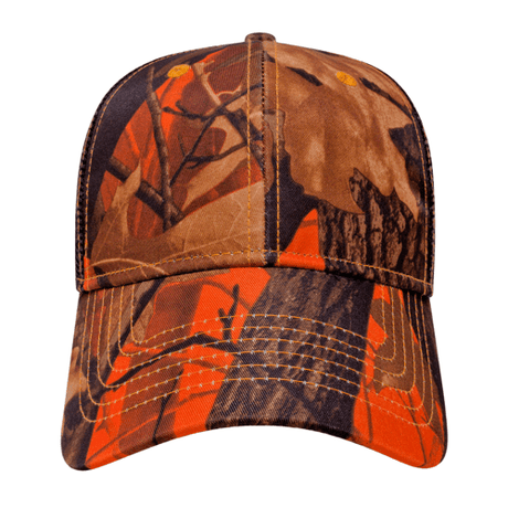 Cap America Orange Ridge Camo with Black Trucker Mesh Cap Unisex Accessories Hats & Caps