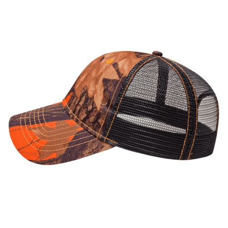 Cap America Orange Ridge Camo with Black Trucker Mesh Cap Unisex Accessories Hats & Caps