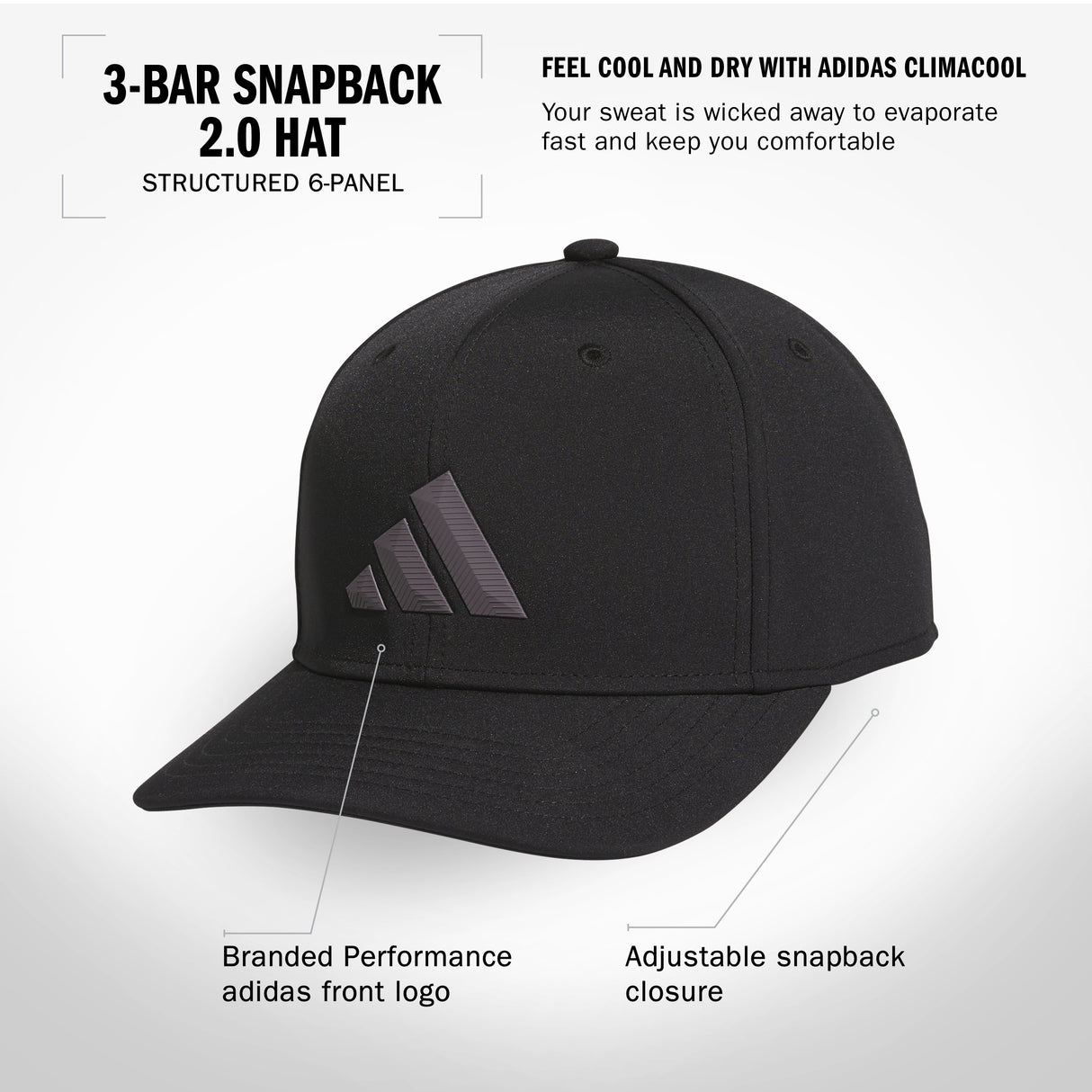 adidas Men's 3-Bar Snapback 2.0 Hat-2