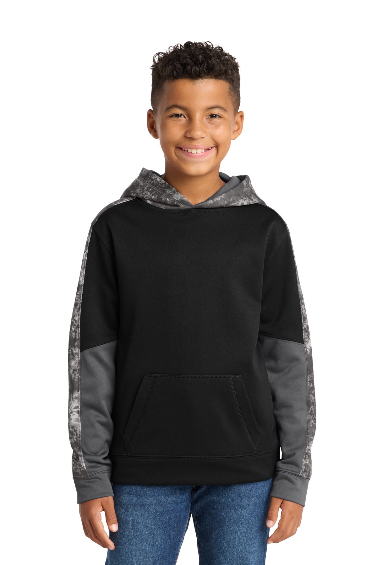Sport-Tek Youth   Sport-Wick   Mineral Freeze Fleece Colorblock Hooded Pullover