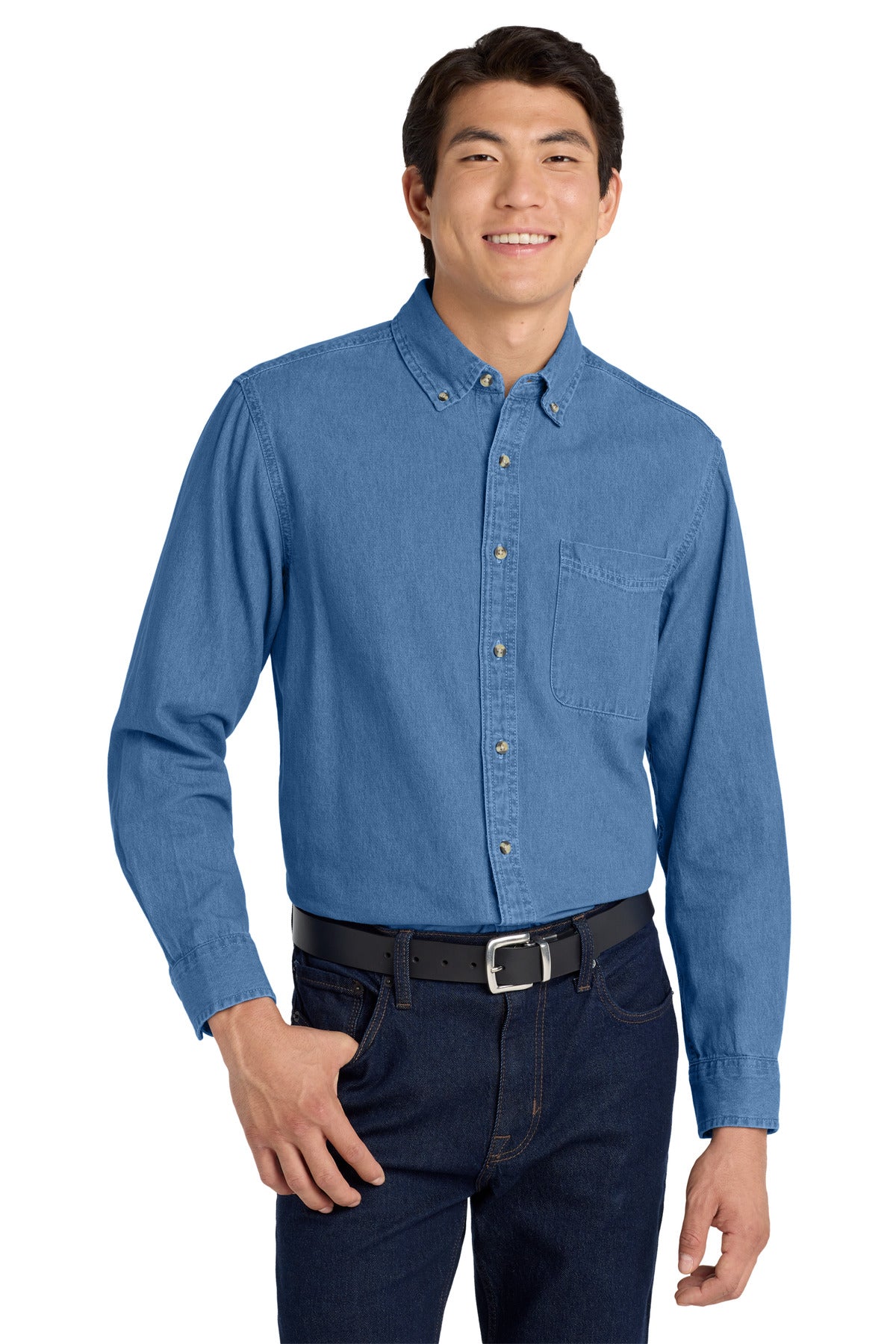Port Authority Men's   Tall Long Sleeve Denim Shirt
