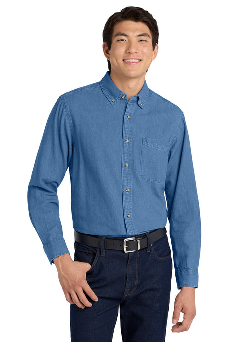 Port Authority Men's   Tall Long Sleeve Denim Shirt