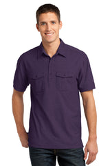 Port Authority   Oxford Pique Double Pocket Polo