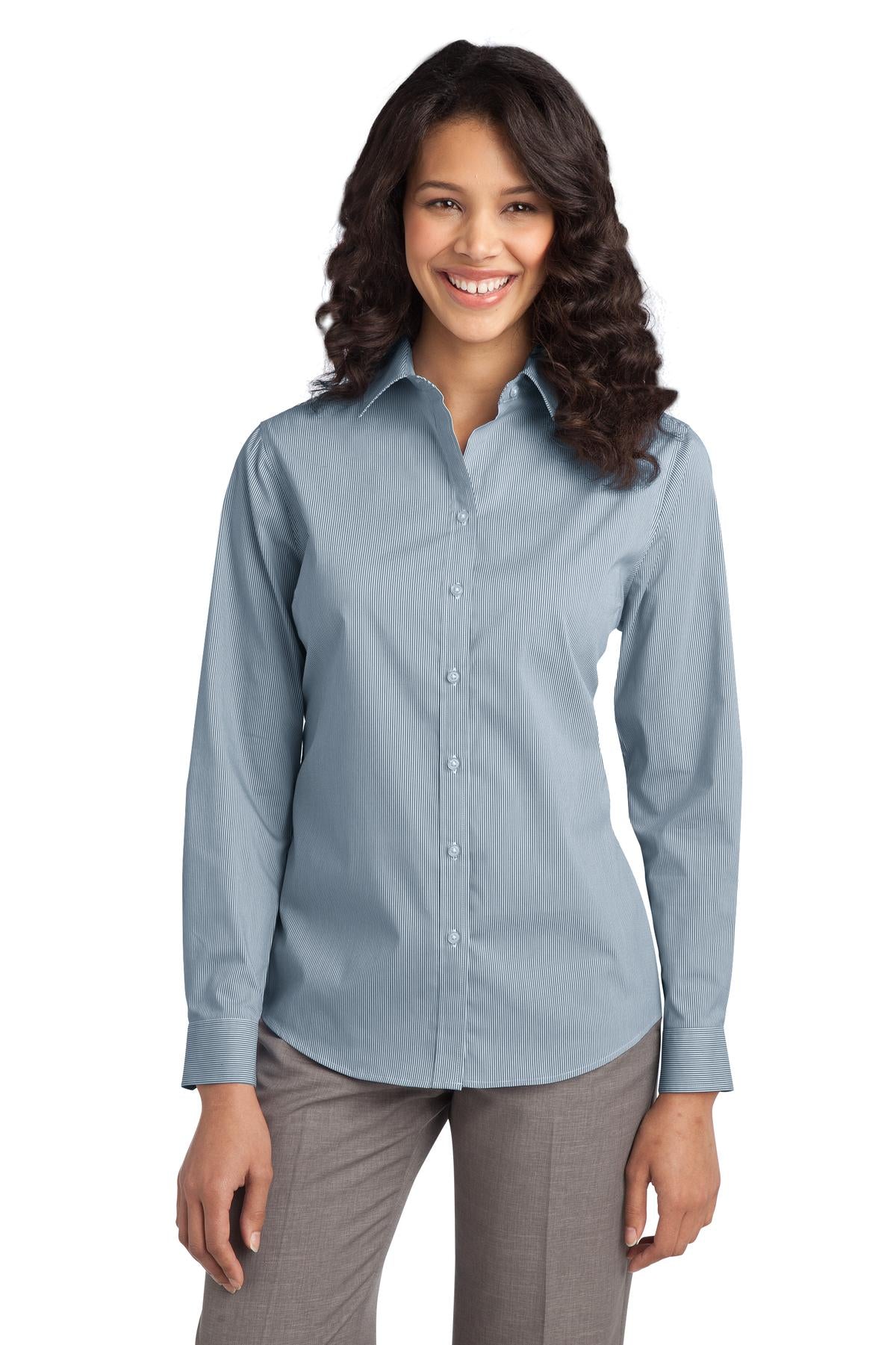 Port Authority Women's   Fine Stripe Stretch Poplin Shirt