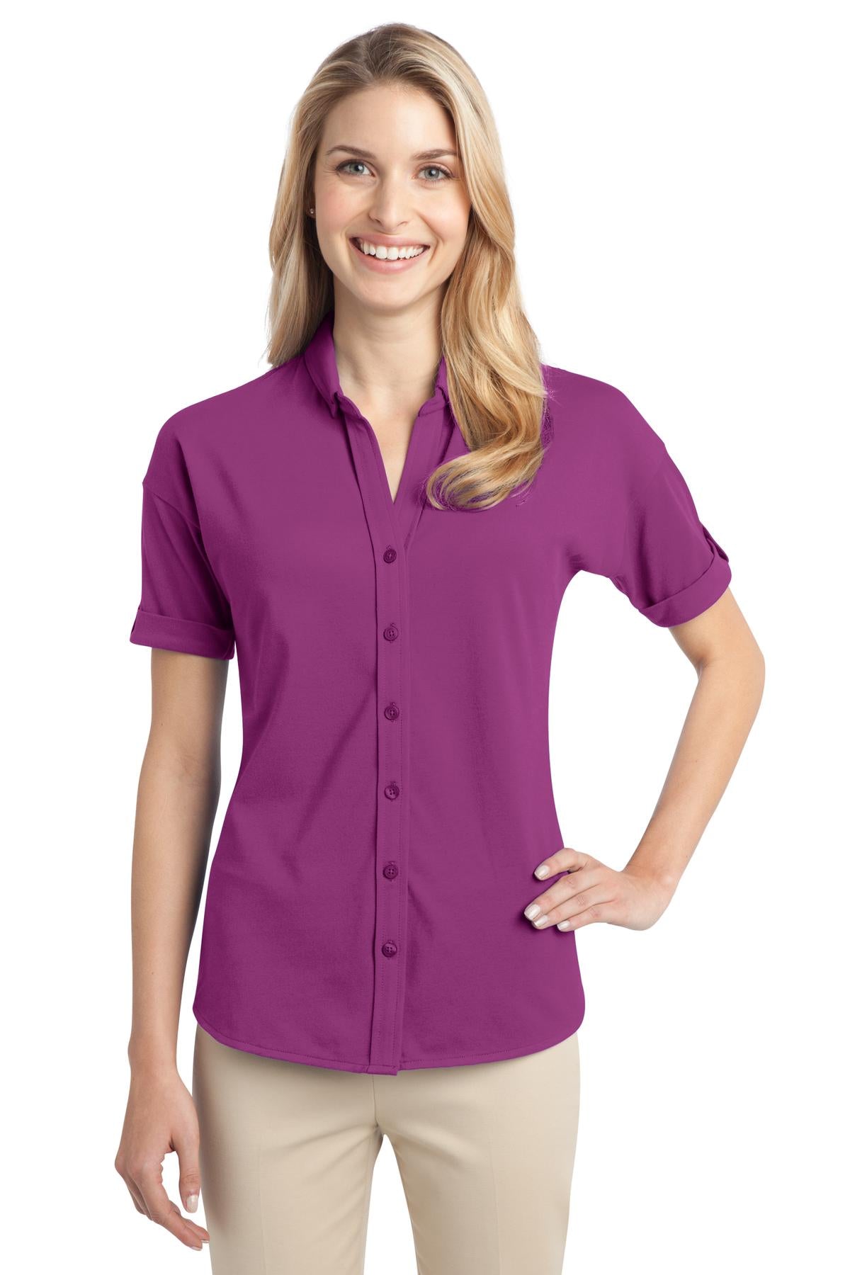 Port Authority Women's   Stretch Pique Button-Front Shirt