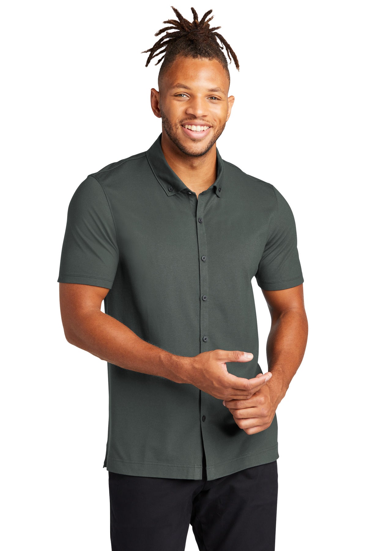 Mercer+Mettle Men's   Stretch Pique Full-Button Polo MM1006
