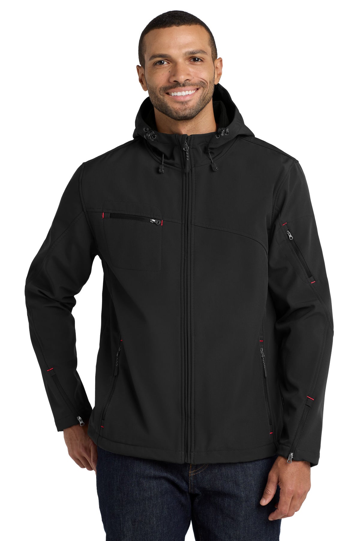 Port Authority Men's   Textured Hooded Soft Shell Jacket