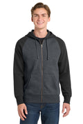 Sport-Tek Men's   Raglan Colorblock Full-Zip Hooded Fleece Jacket