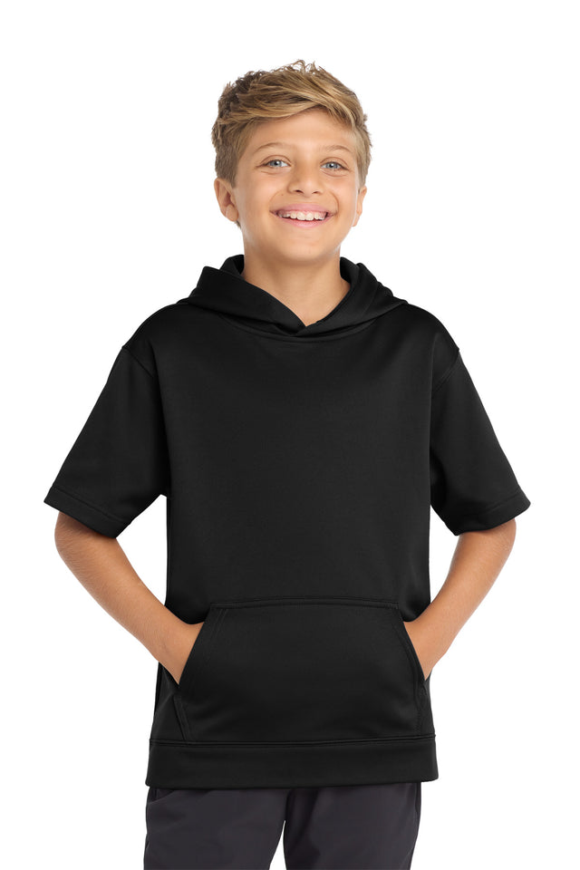 Sport-Tek Youth    Sport-Wick    Fleece Short Sleeve Hooded Pullover