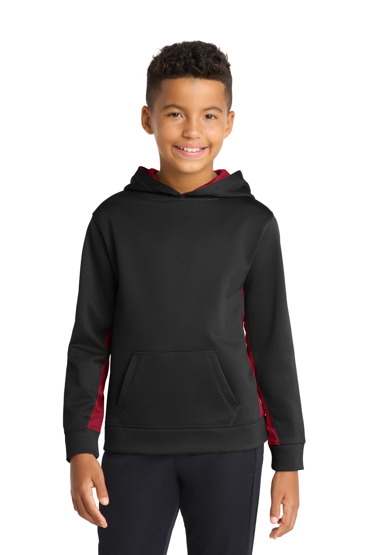 Sport-Tek Youth   Sport-Wick   CamoHex Fleece Colorblock Hooded Pullover