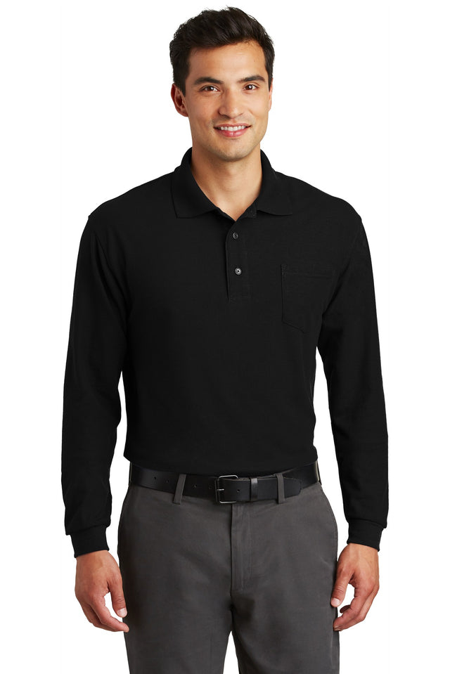 Port Authority Men's   Long Sleeve Silk Touch Polo with Pocket