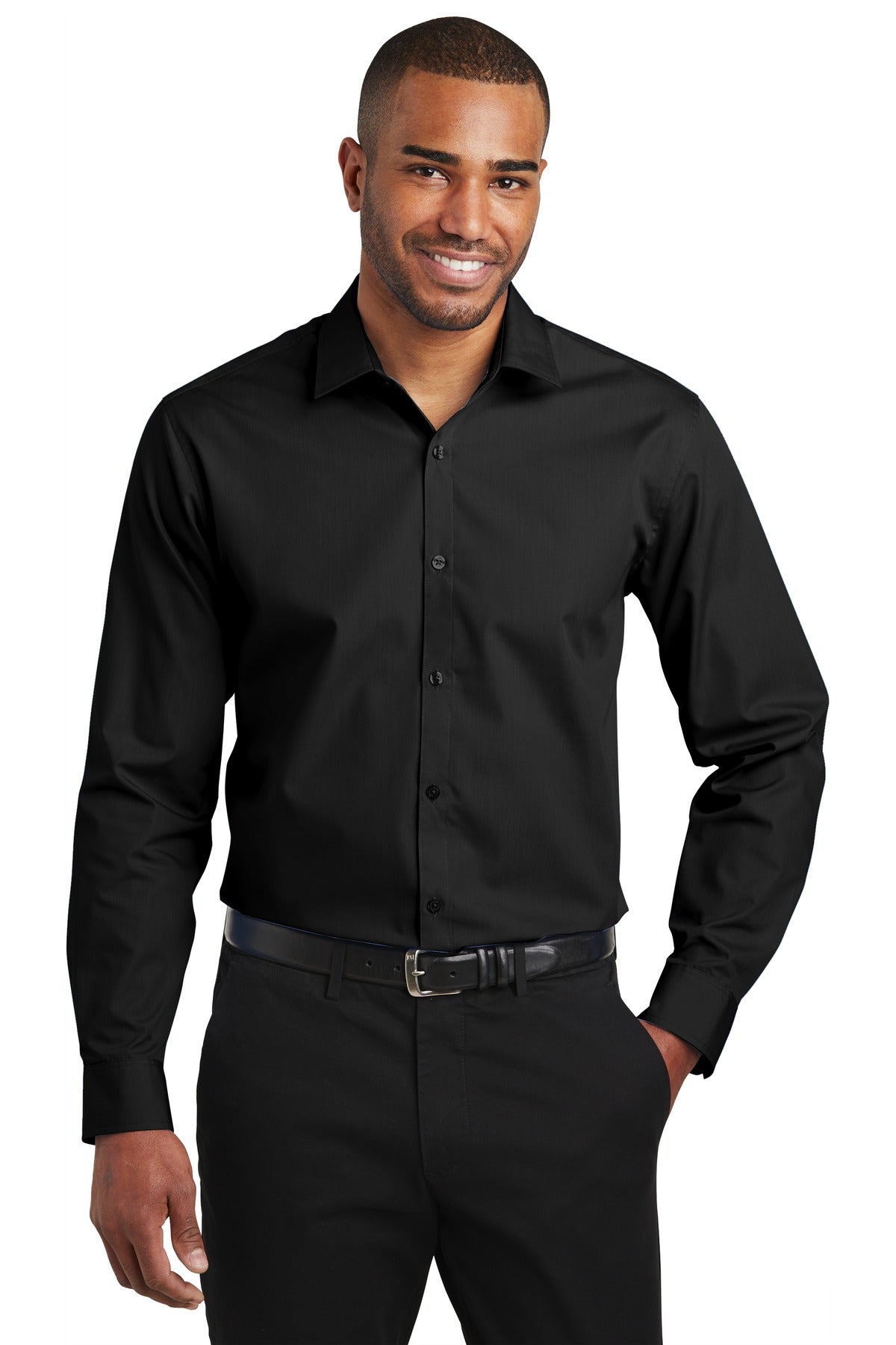 Port Authority Men's    Slim Fit Carefree Poplin Shirt