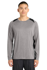 Sport-Tek Men's   Long Sleeve Heather Colorblock Contender   Tee