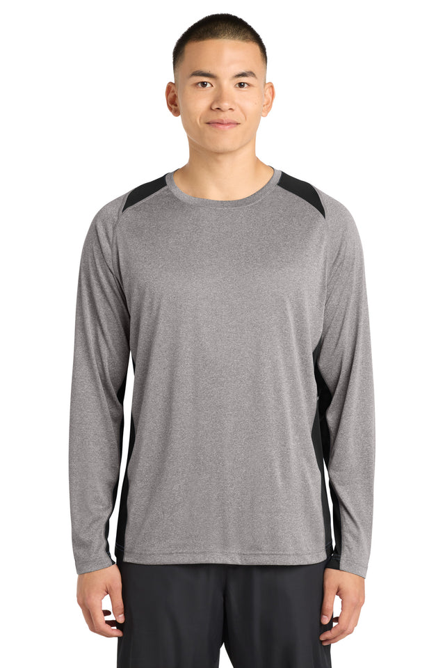 Sport-Tek Men's   Long Sleeve Heather Colorblock Contender   Tee