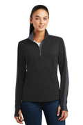 Sport-Tek Women's   Sport-Wick   Textured Colorblock 1/4-Zip Pullover