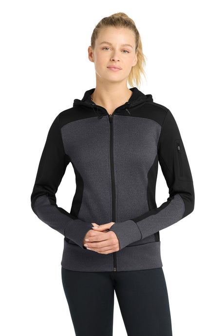 Sport-Tek Women's   Tech Fleece Colorblock Full-Zip Hooded Jacket