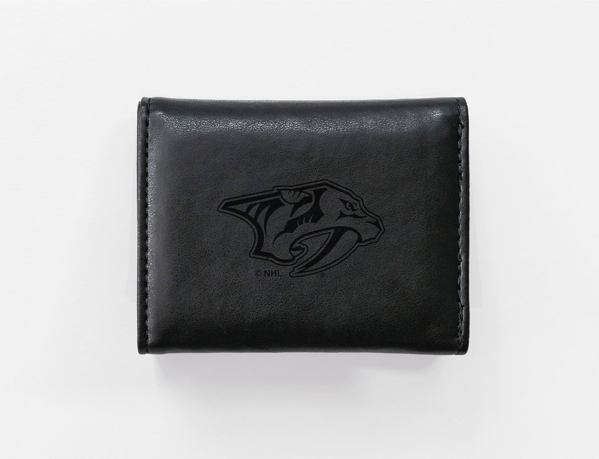 Rico Industries NHL  Nashville Predators  Laser Engraved Faux Leather Trifold Wallet-1